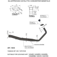 16034 Collecteur échappement LeoVince Catalysé YAMAHA MT-125 / YZF-R125 (19-20)