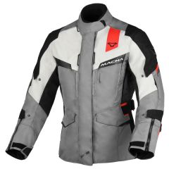 Blouson de moto Femme Macna Zastra Imperméable Grey / Red