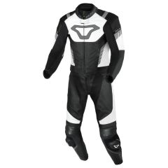 Motorcycle Suit Leather Man Macna Varshall 2 pc Black / White