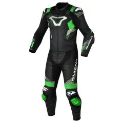 Motorcycle Suit Leather Man Macna Armadyl 2pc Black / Green