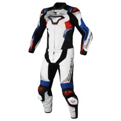 Motorcycle Suit Leather Man Macna Armadyl 2pc White / Red
