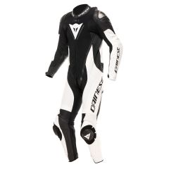Motorcycle Suit Punched Leather Man Dainese Demon Sprint Black/White/White
