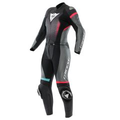 Motorcycle Suit Leather Woman Dainese FULMINEA Divisible Black/Anthracite/White