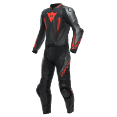 Leather suit Man Dainese LAGUNA SECA 5 2PCS Black/Anthracite/Fluo-Red