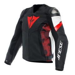 Blouson Pelle Homme Dainese AVRO 5 Black/Red-Lava/White