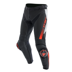 Motorcycle Pants Pelle Man Dainese SUPER SPEED Perforated Black/White/Red-Fluo