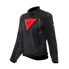 Veste de moto D-DRY® Femme Dainese SUPER SPRINT Imperméable Black/Black/Red-Lava