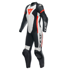 Lederkombi Frau Dainese GROBNIK 1PC perforiert Schwarz/Weiß/Fluo-Rot
