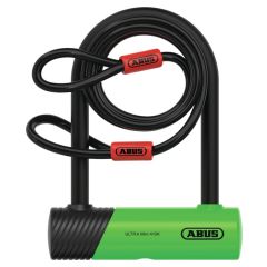 U-Shackle Lock Abus Ultra Mini 410K/150HB140 green + Bracket SH + Cobra™ 10/120