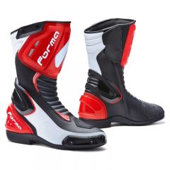 Bottes en cuir Racing Forma Freccia Noir  Blanc Rouge