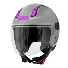Jet helmet Givi 11.7 SOLID COLOR LADY Matte Silver / Fuchsia