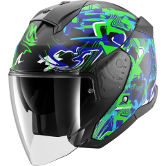 Jet Helmet Shark SKWAL JET PRANZ Mat Black Green Blue