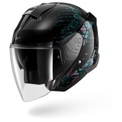 Jet Helmet Shark SKWAL JET REPTAIA Black Violet Glitter