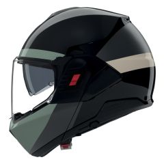 Flip-Up Helmet Nolan N120-1 BLOCCO 358 Nero / Antracite / Verde grigio / Avorio