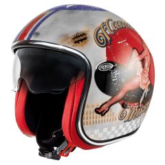 Jet Helmet Premier VINTAGE PIN UP OLD STYLE SILVER