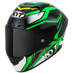 Casque Intégral KYT NZ RACE Carbon Stride Green Fluo/White