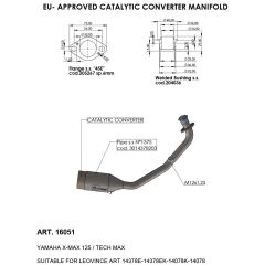 16051 - Exhaust manifold LeoVince Catalysed YAMAHA X-MAX 125/TECH MAX (21-23)