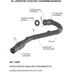 16059 - Exhaust manifold LeoVince Catalysed FANTIC MOTOR CABALLERO 125 SCRAMBLER