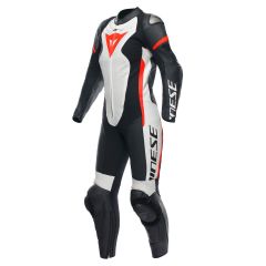 Motorradanzug Leder Frau Dainese GROBNIK Perforiert Black/White/Fluo-Red