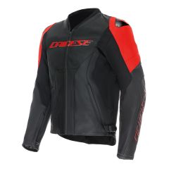Motorcycle Jacket Perforated Leather Man Dainese Racing 5 Black/Black/Red-Fluo