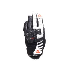 Motorcycle Gloves Leather Woman Dainese Reacto Carbon Short Black/White/Red-Fluo