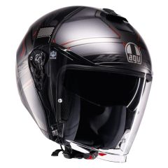 Casque Jet AGV IRIDES Zagabria Matt Gunmetal/Red