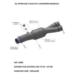 16000 - Exhaust Manifold LeoVince Catalytic  Kawasaki Ninja 650 / Z 650 (05-16)